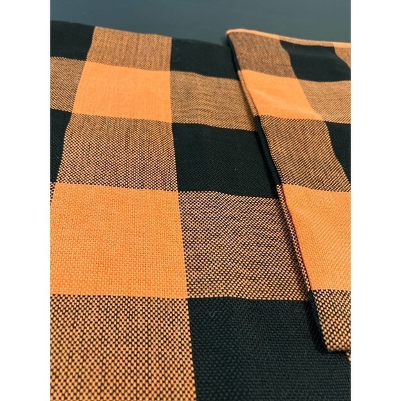 Halloween Fall Orange‎ Black Buffalo Plaid Check Pillow Covers 2 - Picture 2 of 3